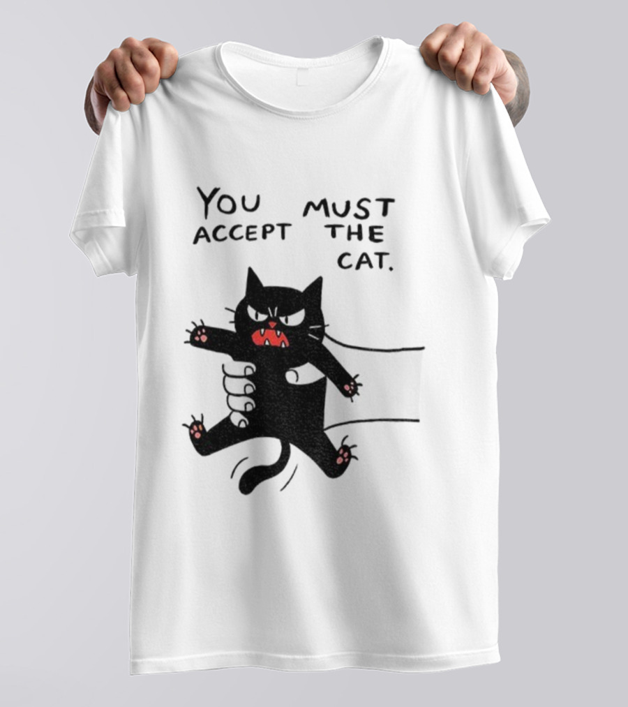 You Must Accept The Cat Grumpy Black Cat Graphic T-Shirt