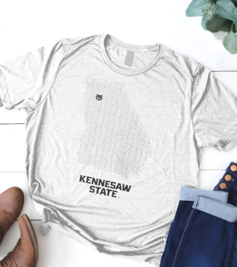Kennesaw State Owl Emblem With Georgia Mesh Map T-Shirt