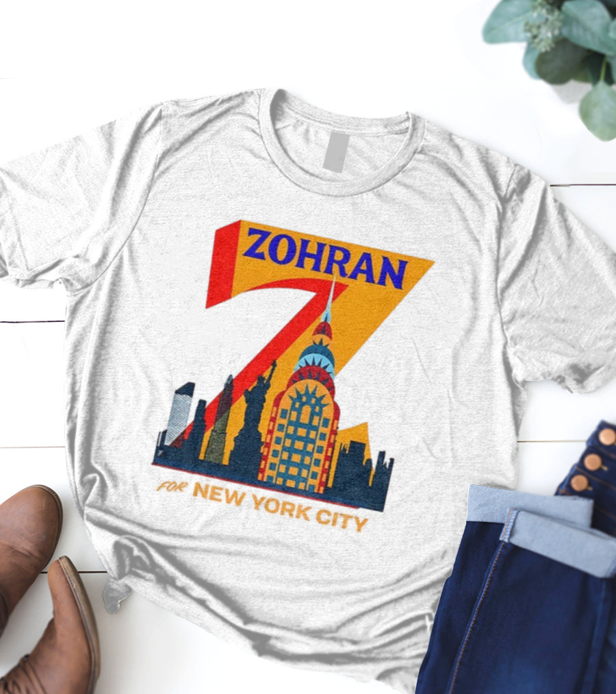 Zohran 2025 New York City Skyline Mayor Mamdani Campaign T-Shirt