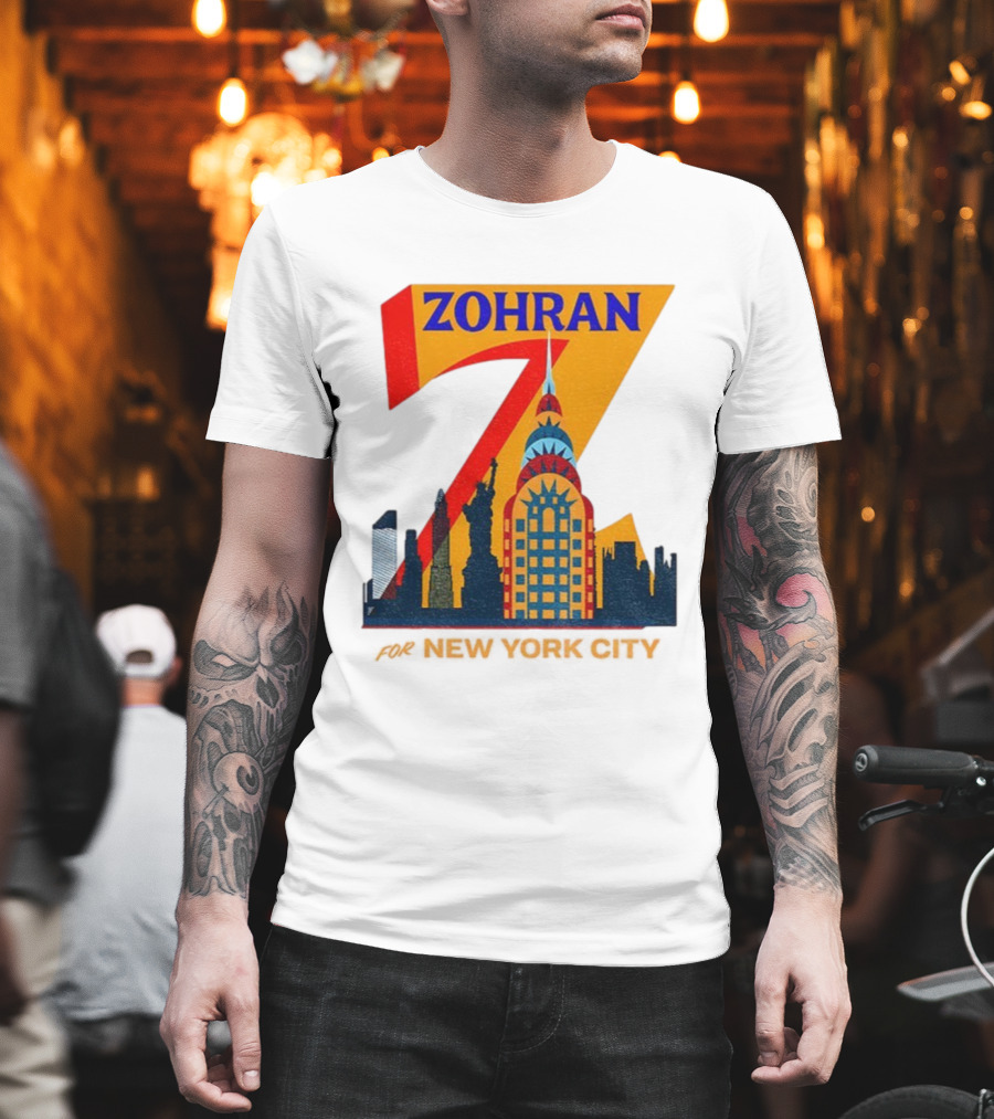 Zohran 2025 New York City Skyline Mayor Mamdani Campaign T-Shirt