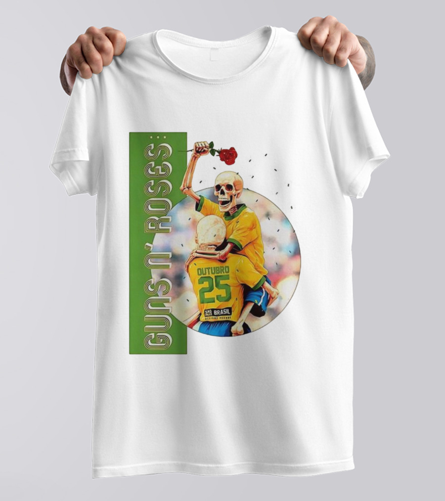 Guns N' Roses São Paulo Allianz Parque 2025 Outubro 25 Brazil Skeleton Tour T-Shirt