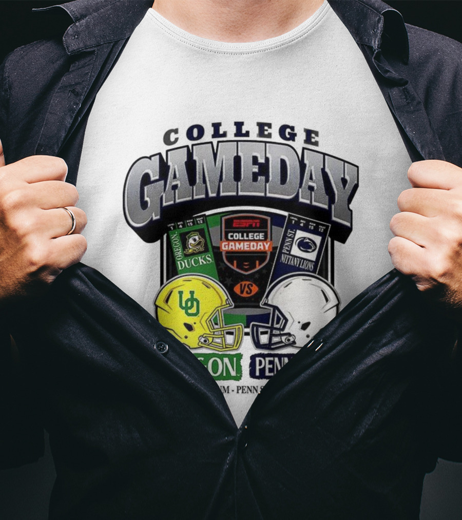 ESPN College Gameday Oregon Ducks Vs Penn State Nittany Lions Helmet Matchup T-Shirt