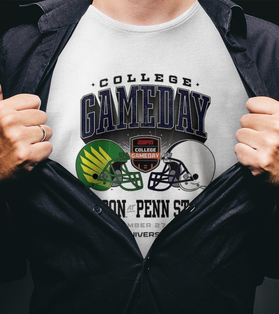 Gameday Oregon Ducks Vs Penn State Nittany Lions ESPN College Football 2025 Helmet Showdown T-Shirt