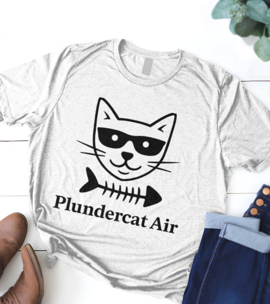 Plundercat Air Cat Glasses Fishbone T-Shirt