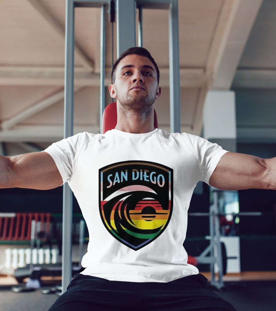 San Diego Wave FC LGBTQ+ Pride Rainbow Wave Sunset T-Shirt