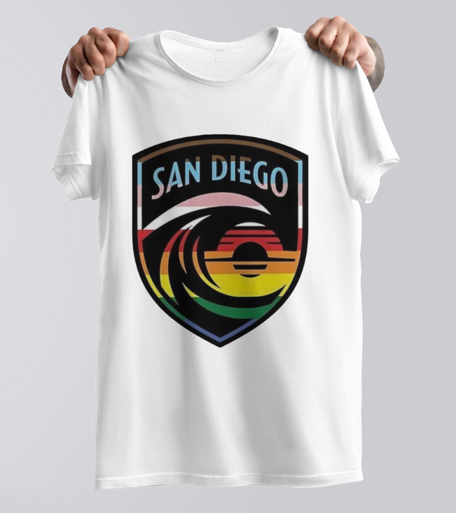 San Diego Wave FC LGBTQ+ Pride Rainbow Wave Sunset T-Shirt