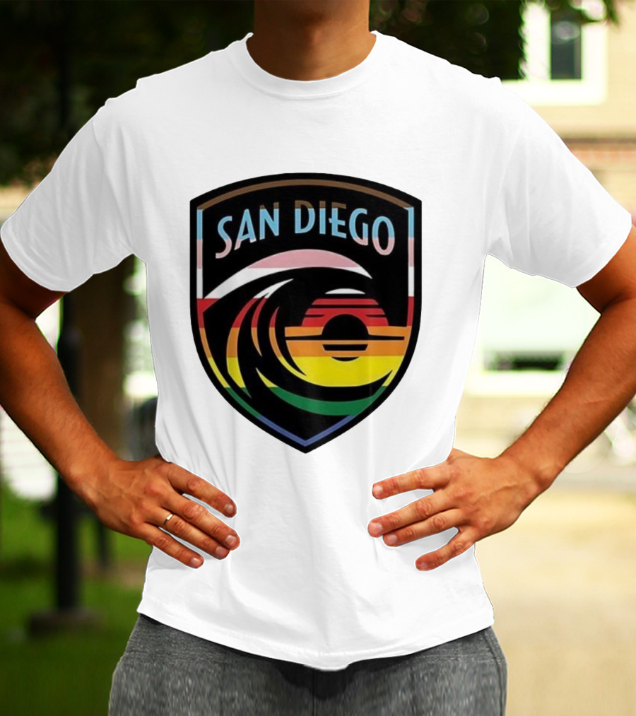 San Diego Wave FC LGBTQ+ Pride Rainbow Wave Sunset T-Shirt