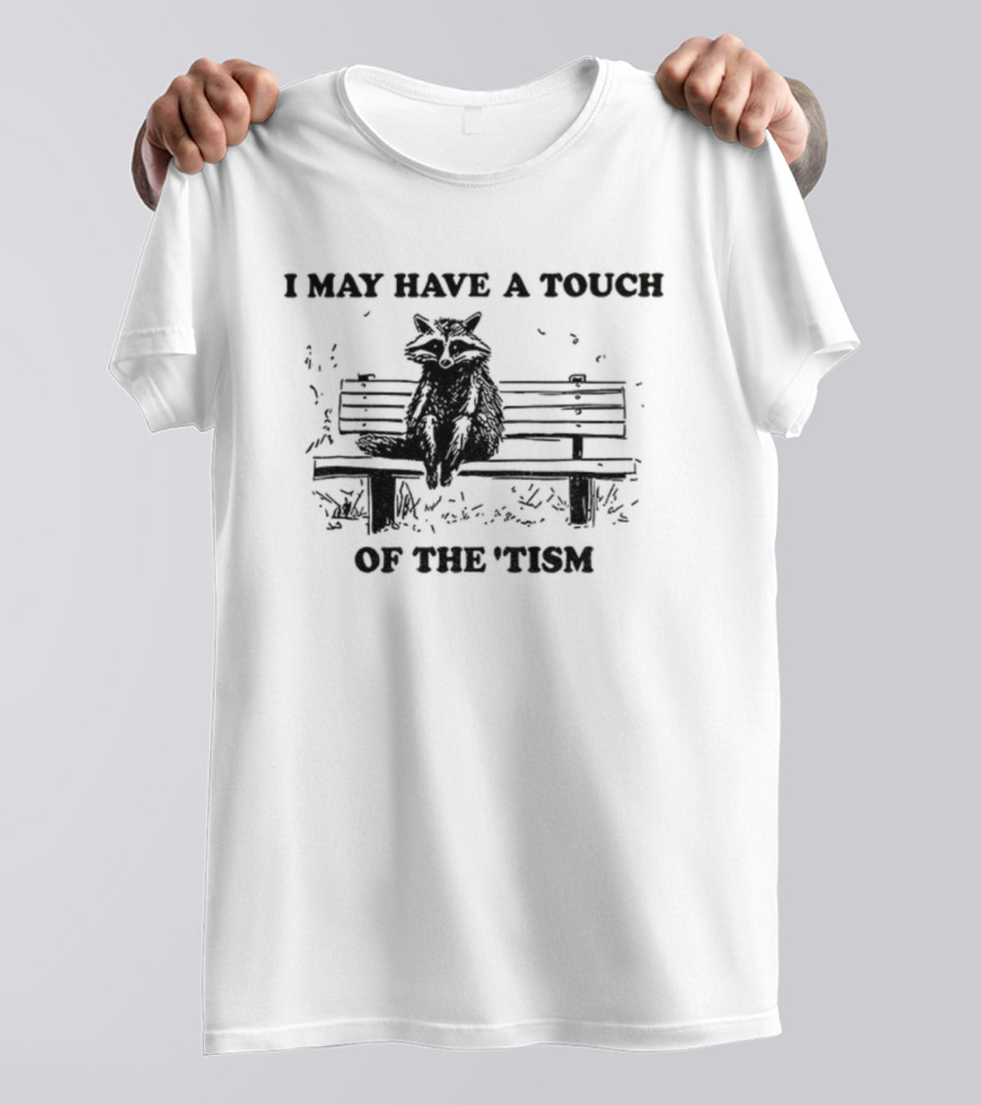 Raccoon I May Have A Touch Of The Tism Vintage Bench Sitting T-Shirt
