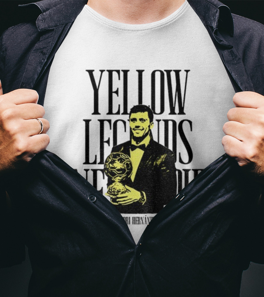 Rodrigo Hernández Manchester City FC Yellow Legends Never Die Signature T-Shirt