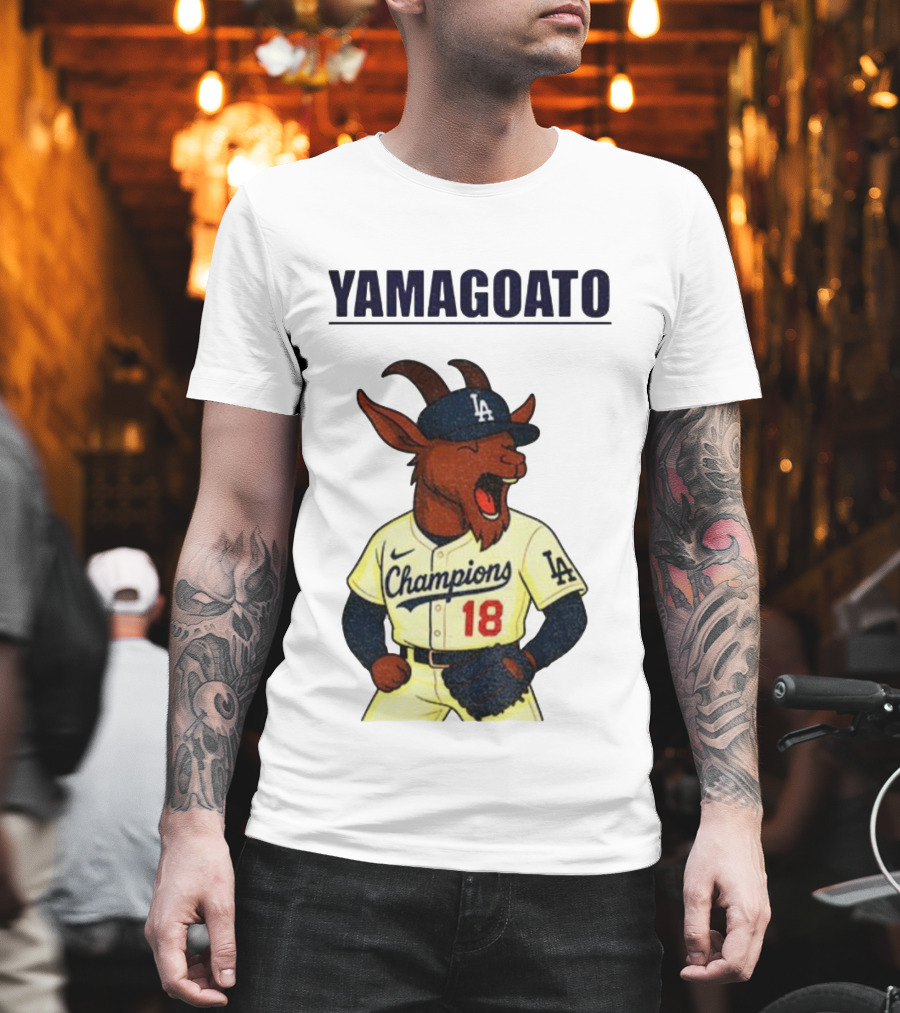 Yamagoato Yoshinobu Yamamoto 18 Champions Los Angeles Dodgers MLB Baseball T-Shirt
