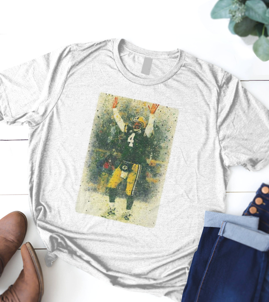 Brett Favre Green Bay Packers Celebratory Splash Number 4 T-Shirt