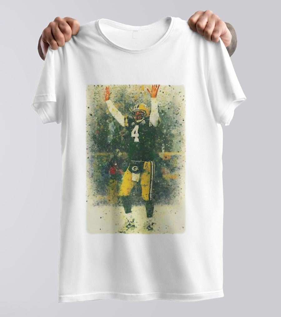 Brett Favre Green Bay Packers Celebratory Splash Number 4 T-Shirt