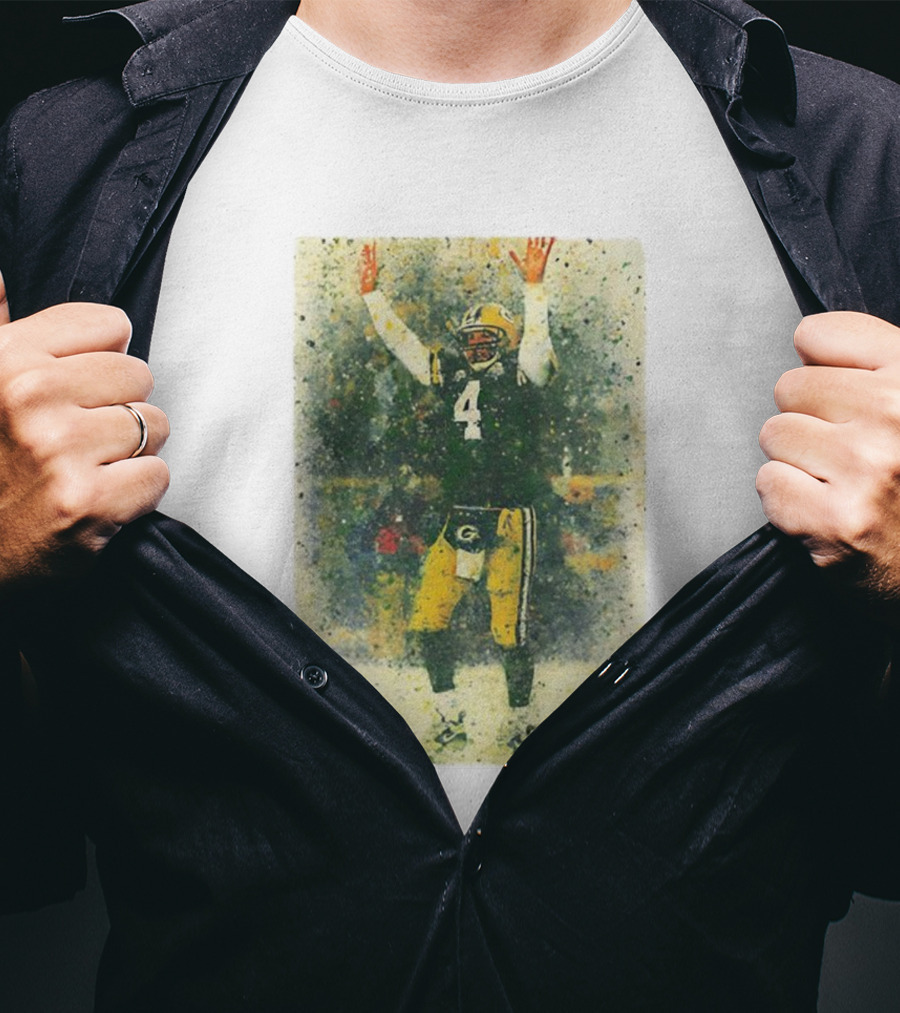 Brett Favre Green Bay Packers Celebratory Splash Number 4 T-Shirt