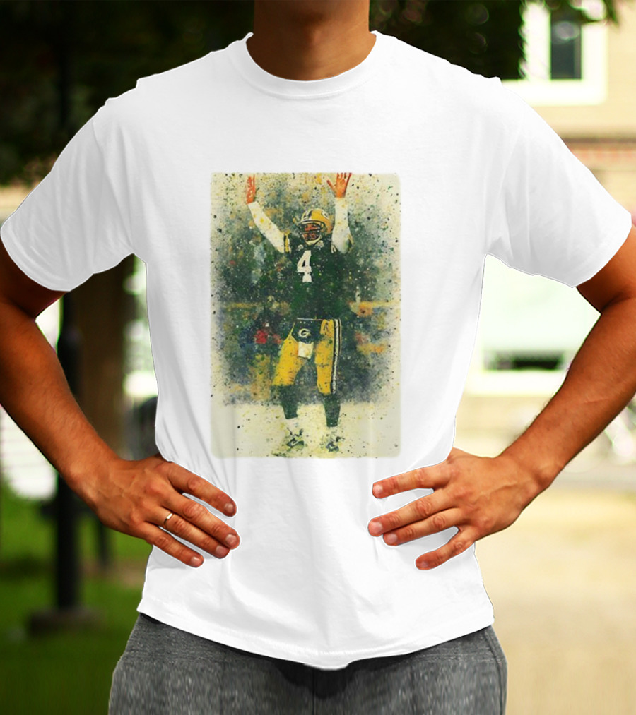 Brett Favre Green Bay Packers Celebratory Splash Number 4 T-Shirt