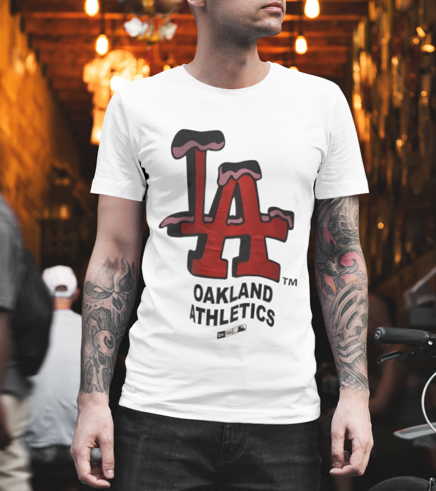Los Angeles Dodgers Oakland Athletics Snow-Capped Letters T-Shirt