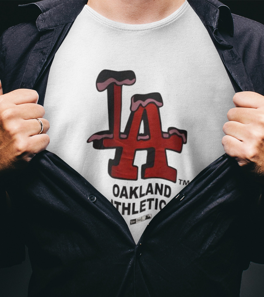 Los Angeles Dodgers Oakland Athletics Snow-Capped Letters T-Shirt