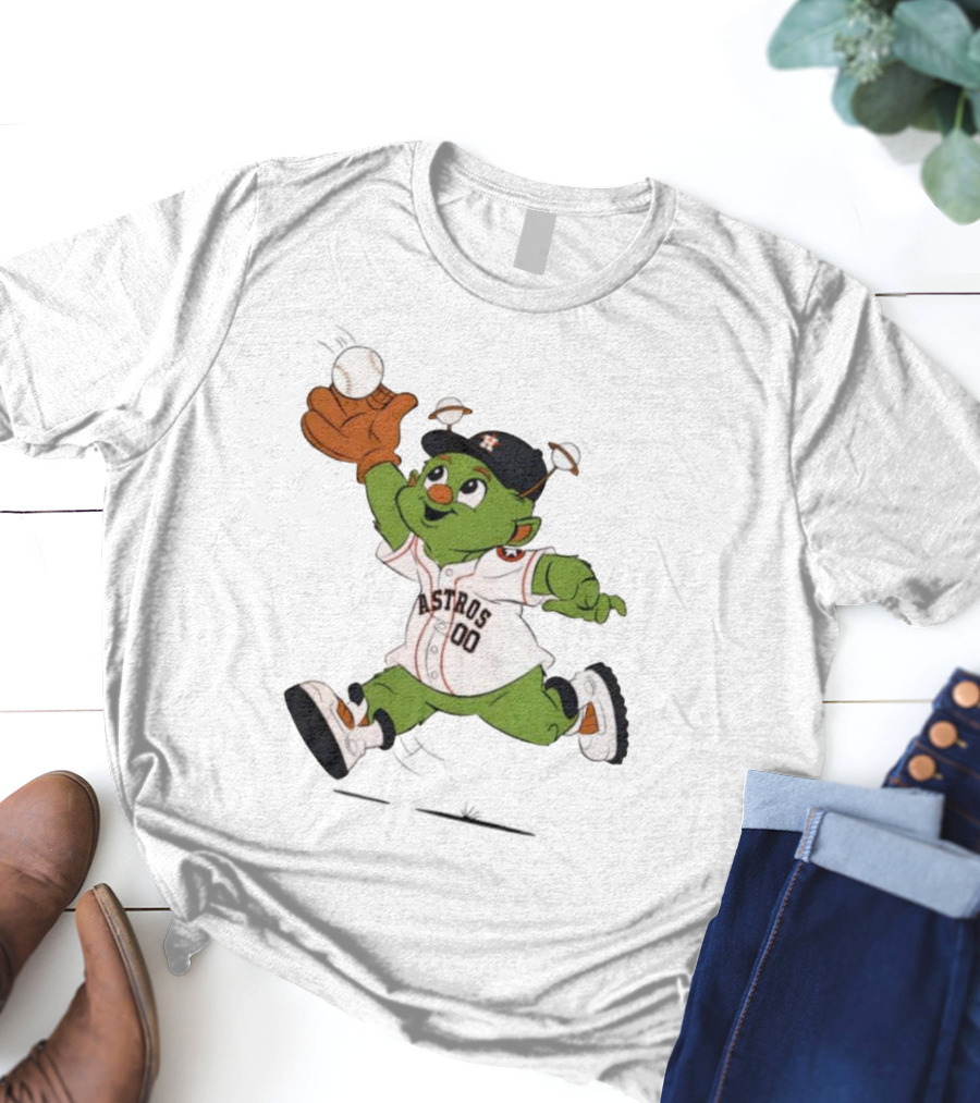 Houston Astros Orbit Mascot Catching Baseball T-Shirt