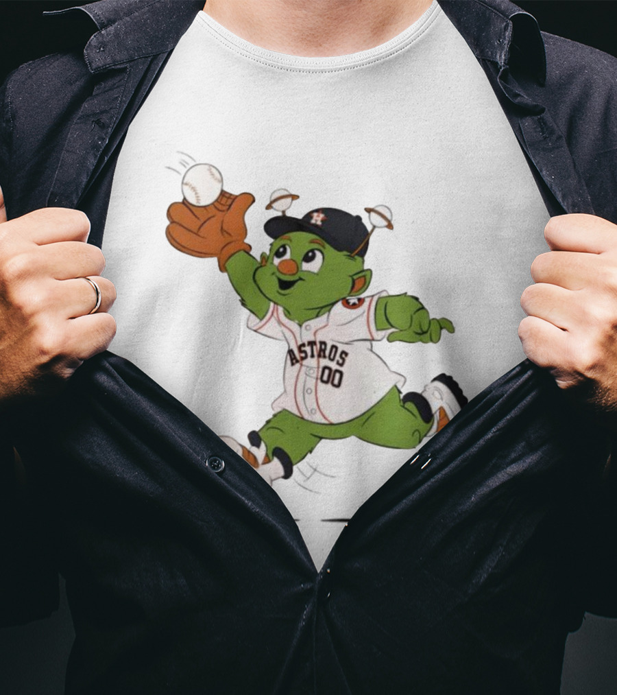 Houston Astros Orbit Mascot Catching Baseball T-Shirt