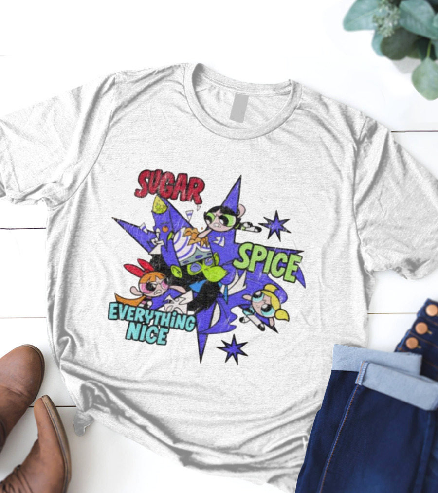 The Powerpuff Girls Sugar Spice Everything Nice Burst Design T-Shirt
