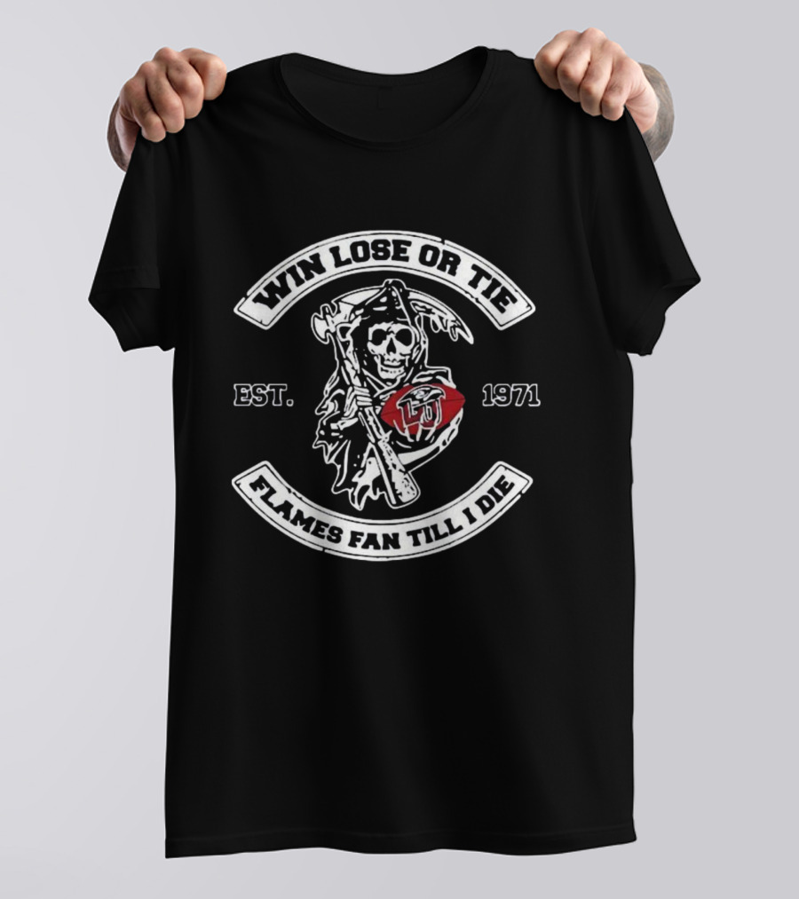Win Lose Or Tie Grim Reaper Liberty Flames Fan Till I Die Est 1971 T-Shirt