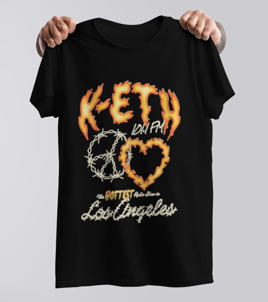 K-ETH Barbed Peace Heart Flame Ed Sheeran Khalid Lyrics T-Shirt