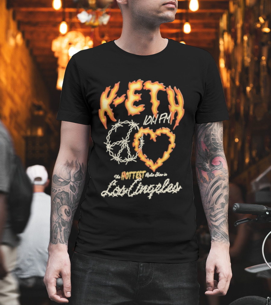K-ETH Barbed Peace Heart Flame Ed Sheeran Khalid Lyrics T-Shirt