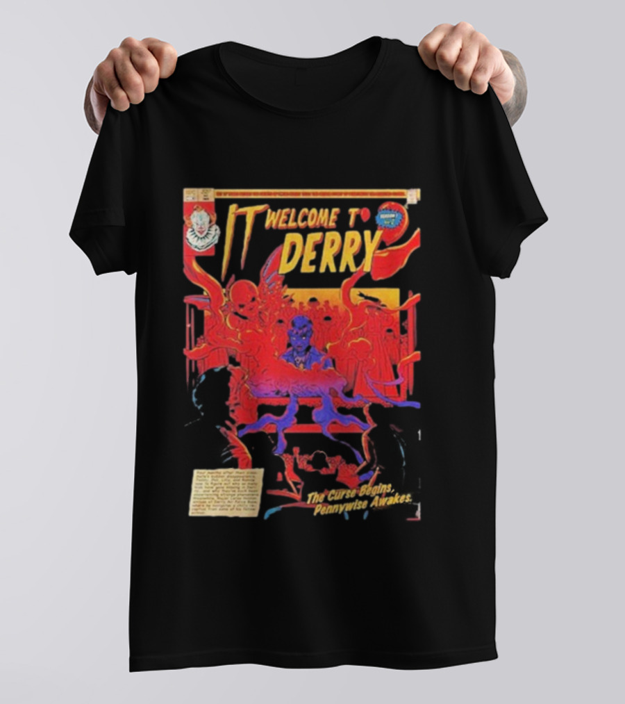IT Welcome To Derry The Curse Begins Pennywise Awakes Comic Style T-Shirt