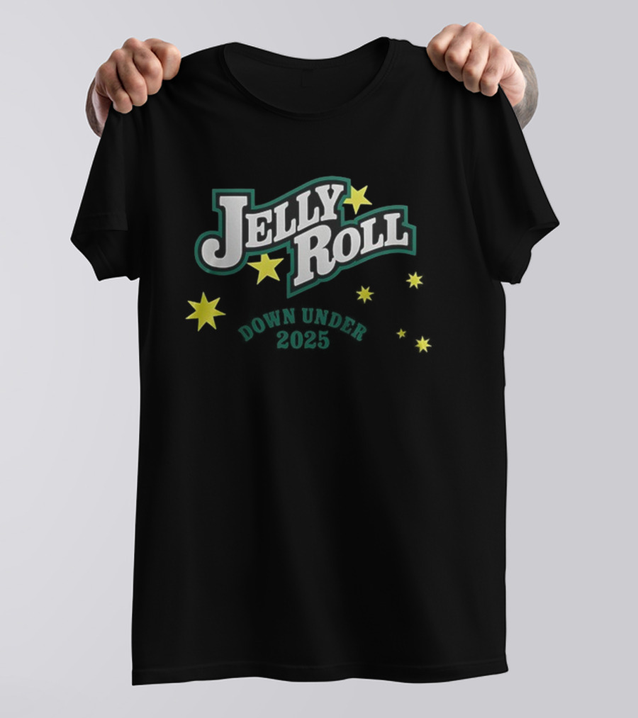 Jelly Roll Down Under 2025 Australia New Zealand Tour Stars T-Shirt