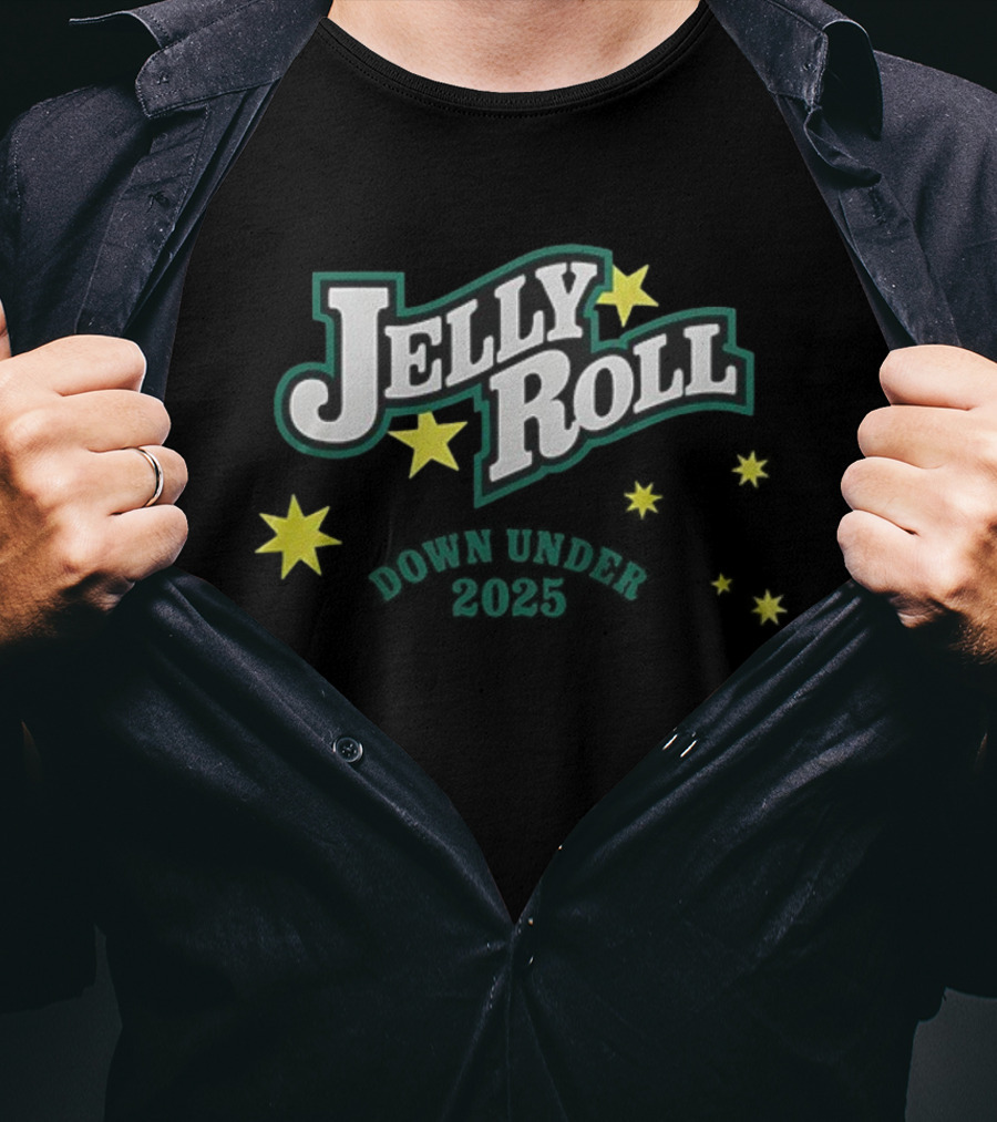 Jelly Roll Down Under 2025 Australia New Zealand Tour Stars T-Shirt