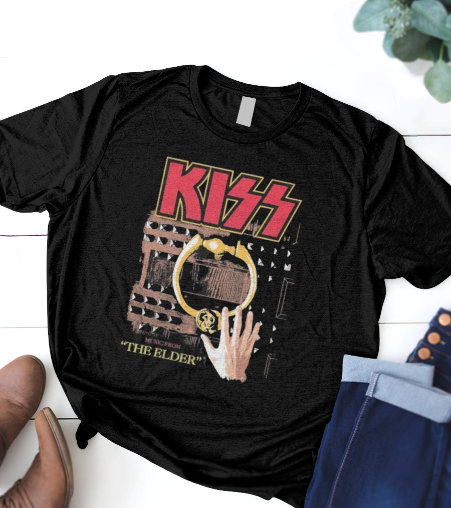 Kiss Music From The Elder Door Knocker Hand Iconic Rock Album Cover T-Shirt