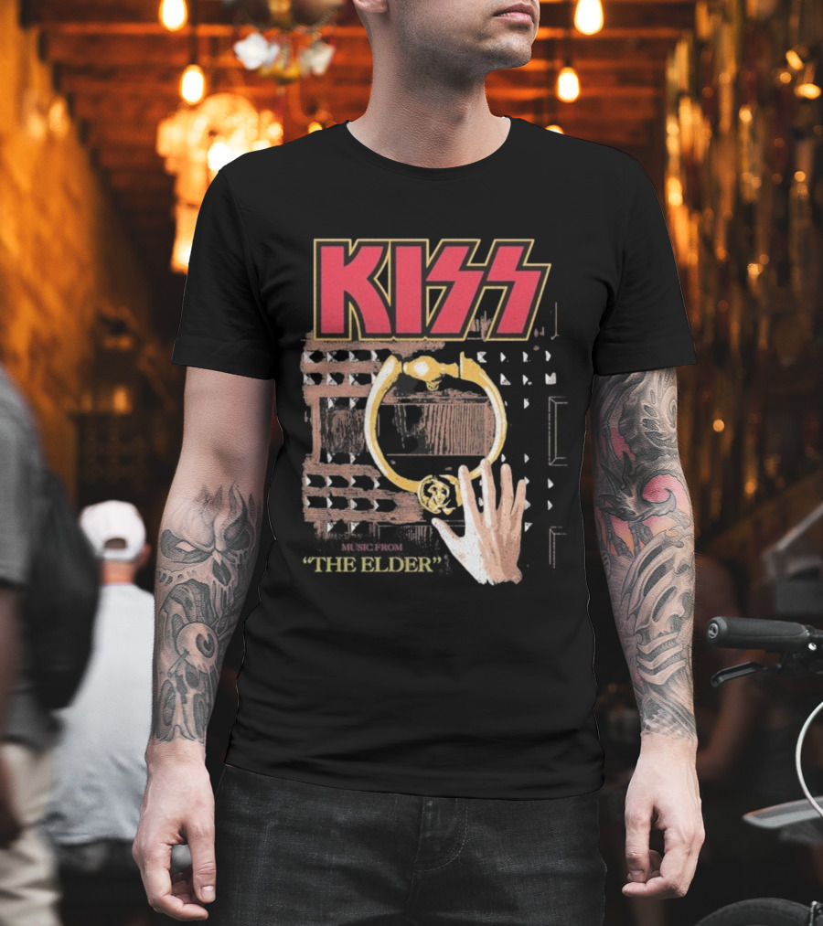 Kiss Music From The Elder Door Knocker Hand Iconic Rock Album Cover T-Shirt