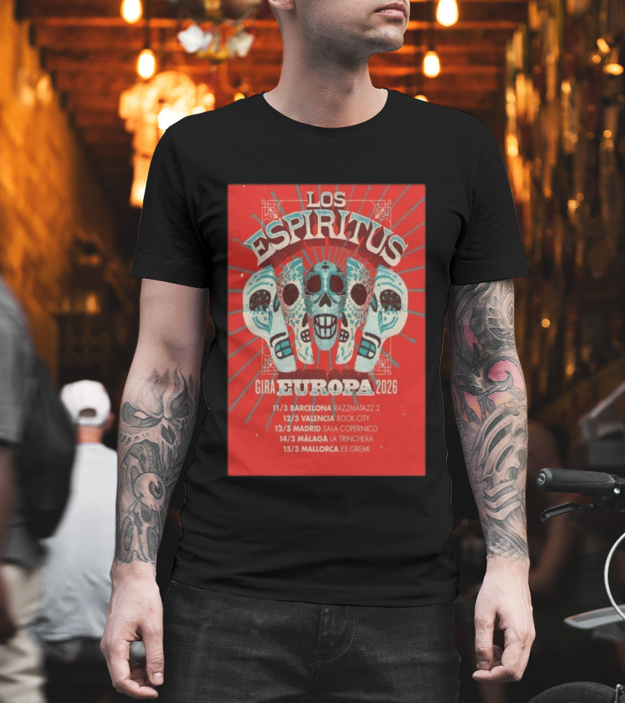 Los Espiritus Gira Europa 2026 Tour Dates Barcelona Valencia Madrid Málaga Mallorca T-Shirt