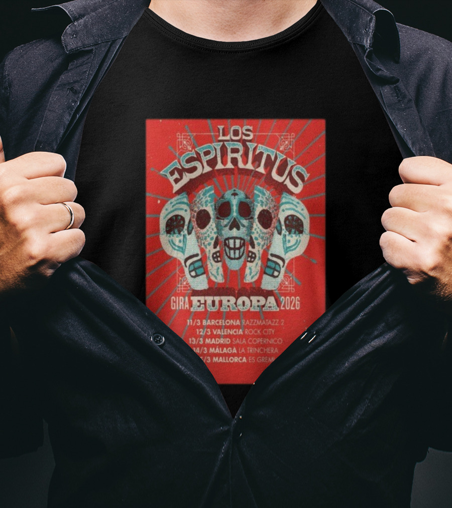 Los Espiritus Gira Europa 2026 Tour Dates Barcelona Valencia Madrid Málaga Mallorca T-Shirt