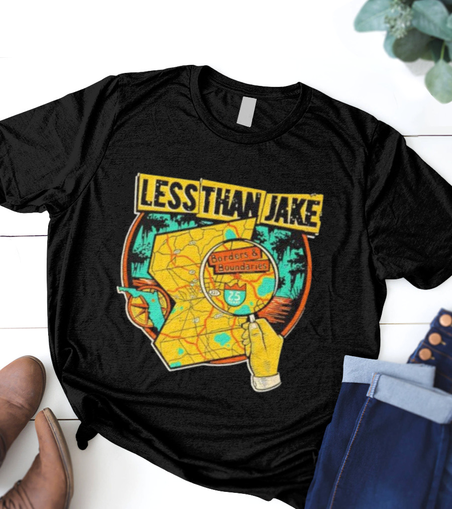 Less Than Jake Borders And Boundaries Anniversary Map Design T-Shirt