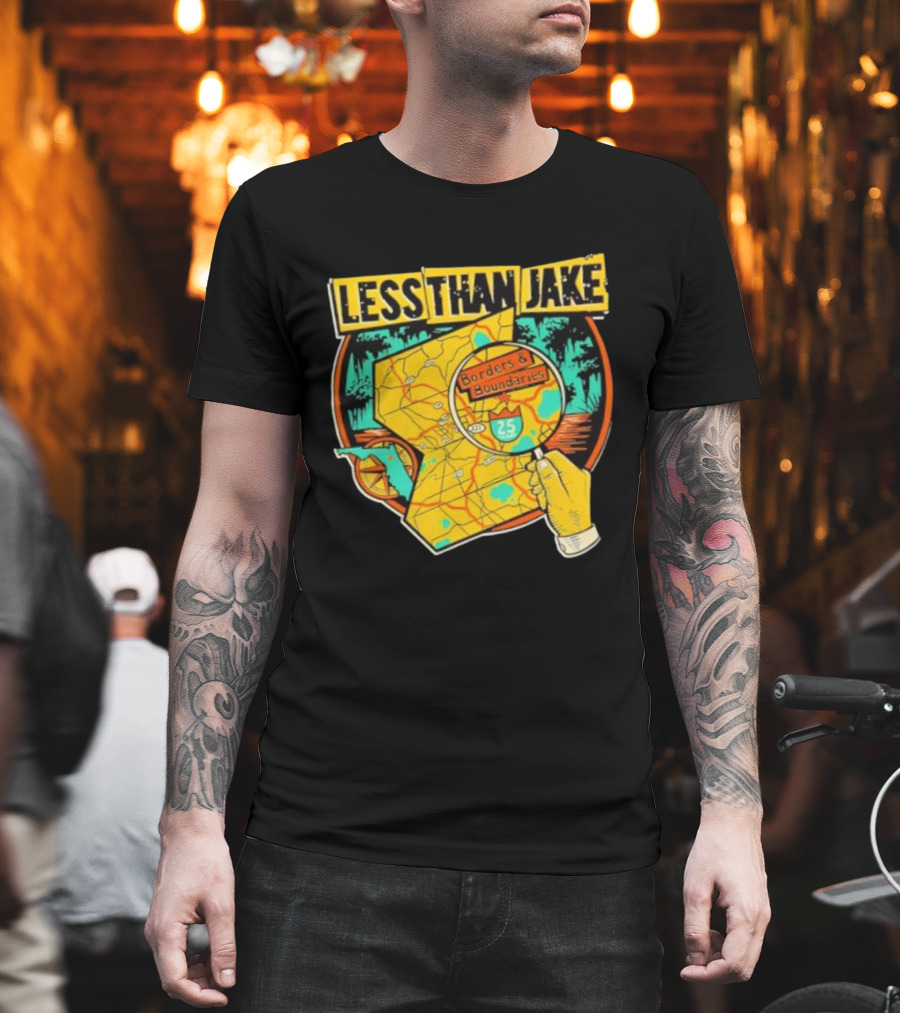 Less Than Jake Borders And Boundaries Anniversary Map Design T-Shirt