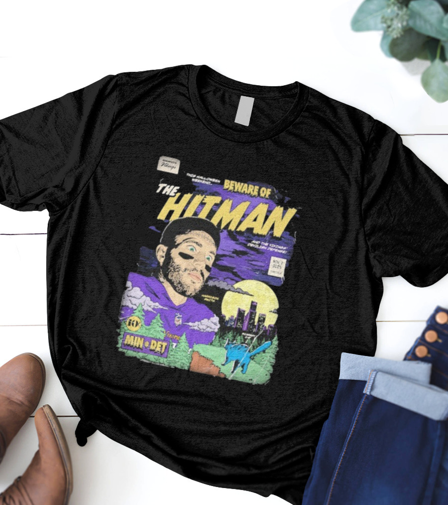 Minnesota Vikings Vs Detroit Lions Beware Of The Hitman NFL November 2 2025 Halloween Matchup Harrison Smith Vikings Defense Ford Field T-Shirt