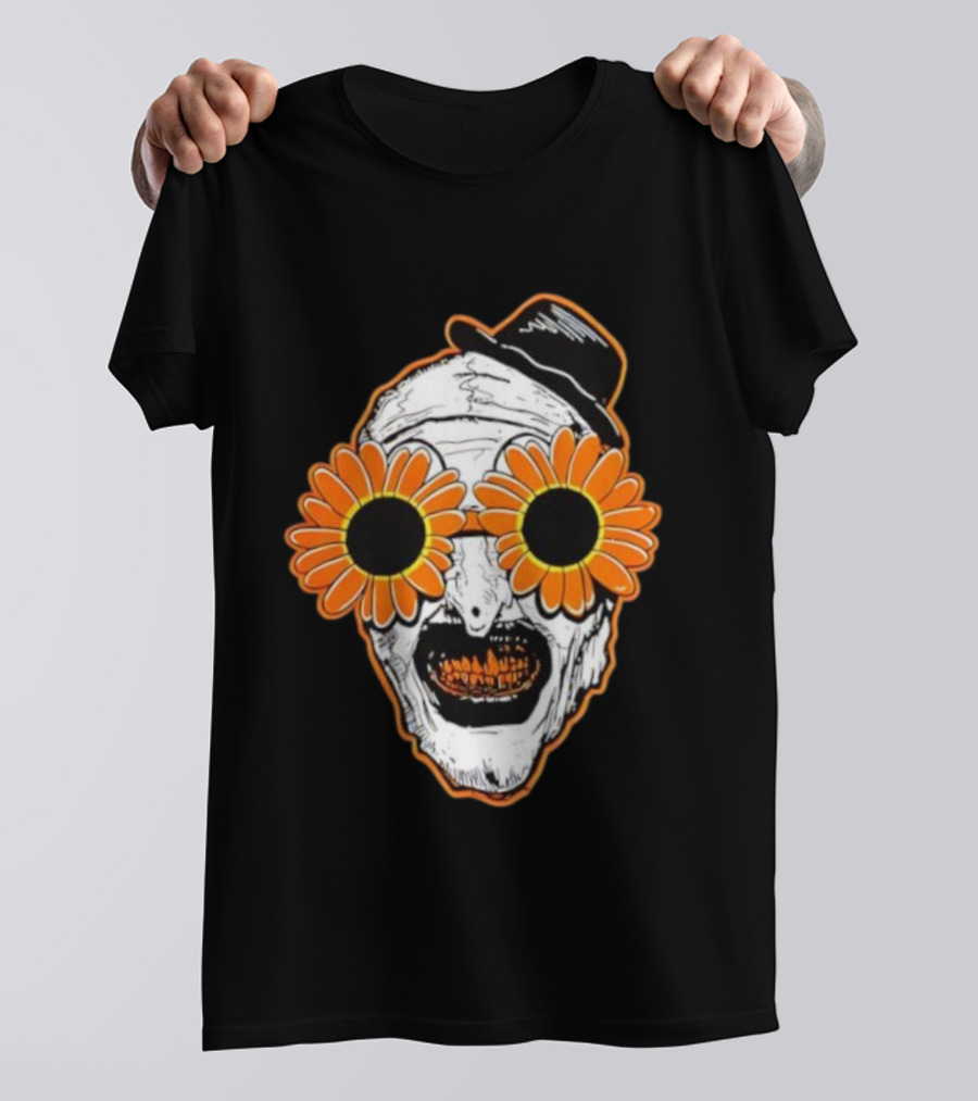 Art The Clown Creepy Halloween Sunflower Glasses Terrifier T-Shirt