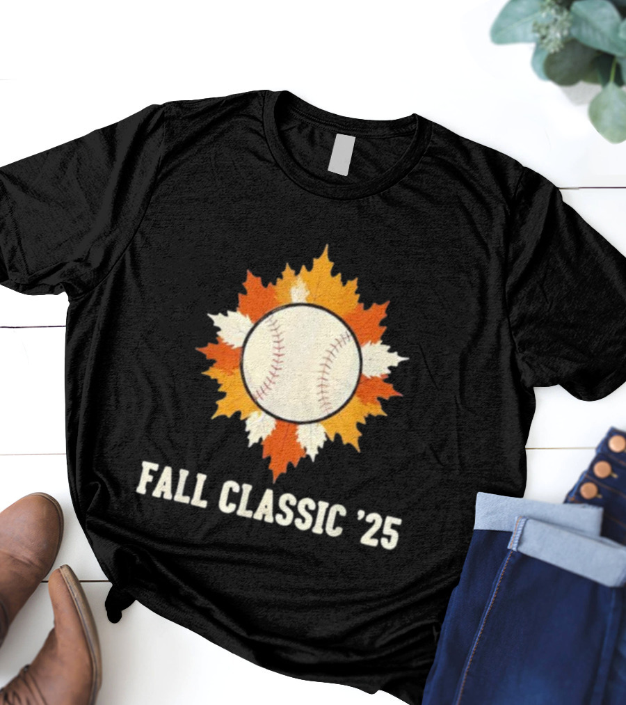 Fall Classic '25 Autumn Baseball Leaf Spirit T-Shirt