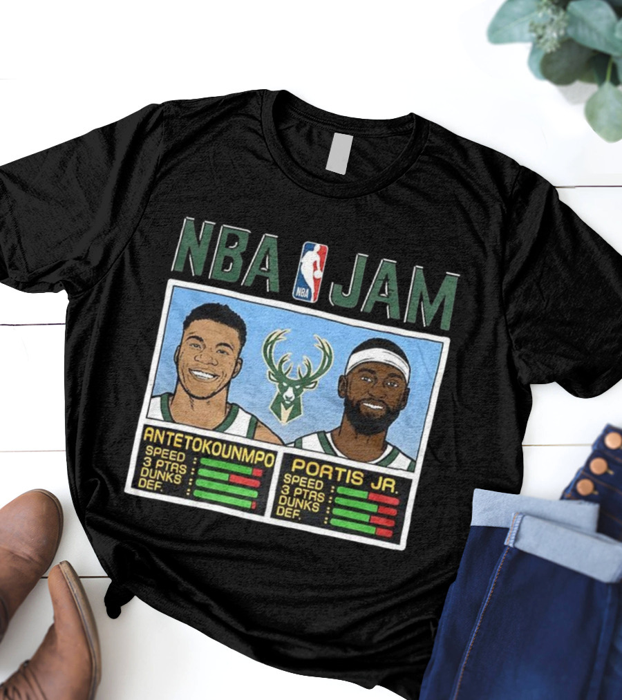 NBA Jam Antetokounmpo Portis Jr Milwaukee Bucks Classic Video Game T-Shirt