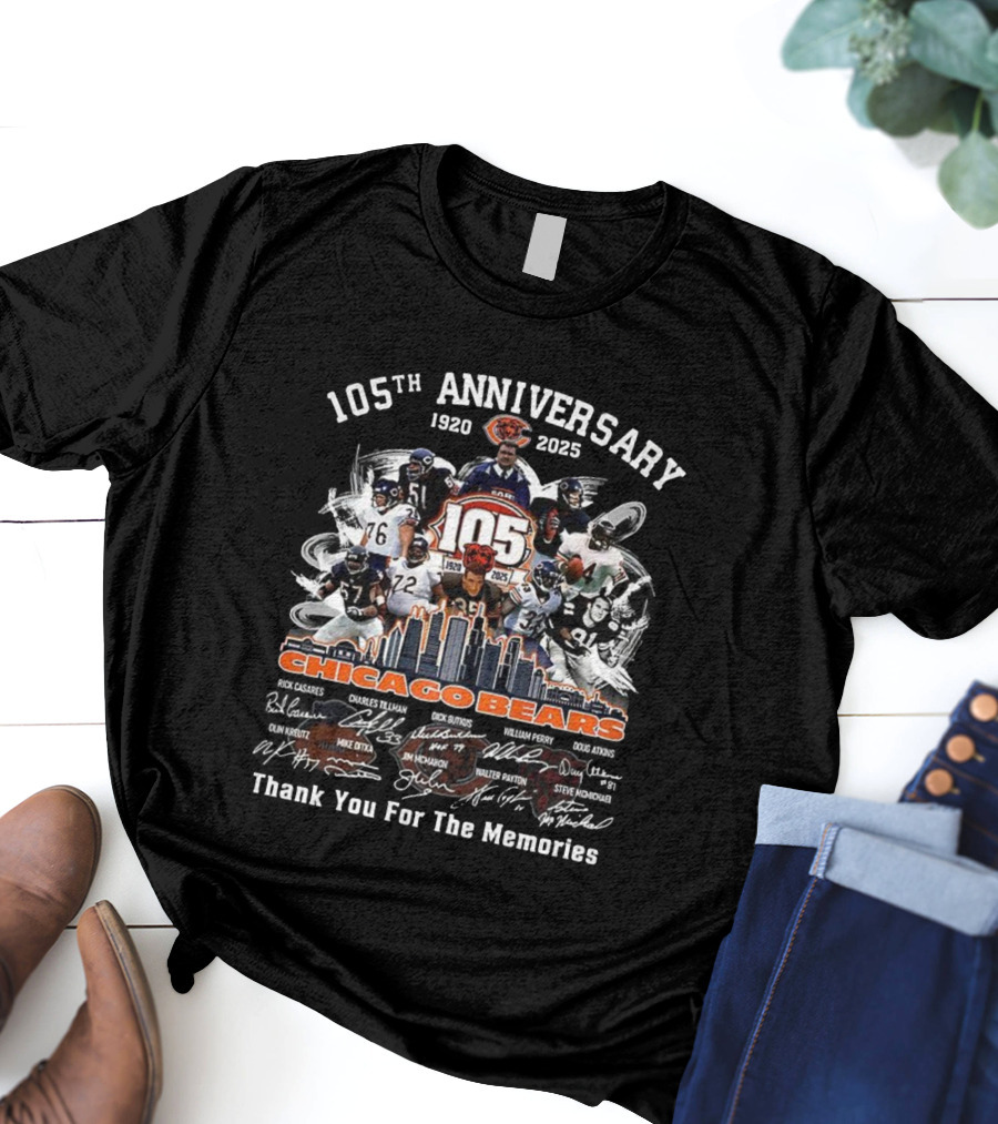 Chicago Bears 105th Anniversary 1920-2025 Thank You For The Memories T-Shirt