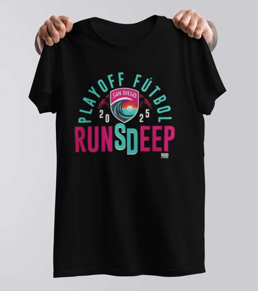 San Diego Wave FC 2025 Playoff Fútbol Runs Deep T-Shirt