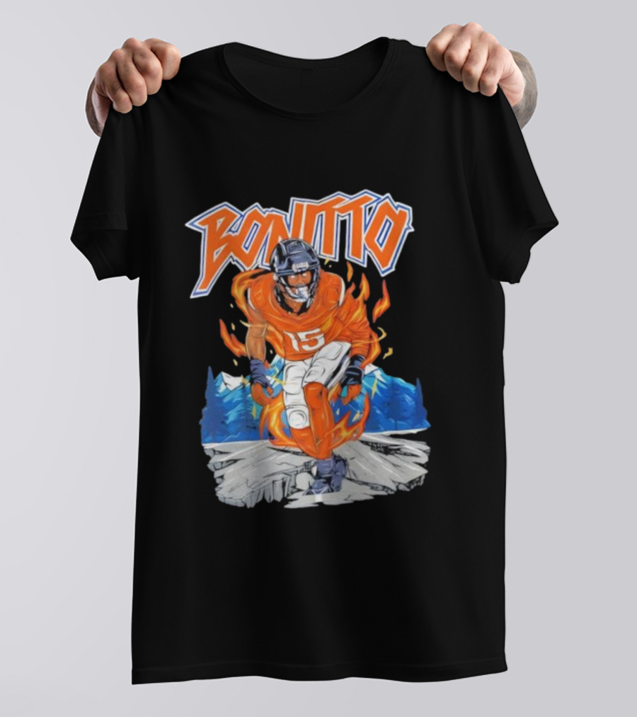 Bonitto 15 Football Flames And Mountains Graphic T-Shirt