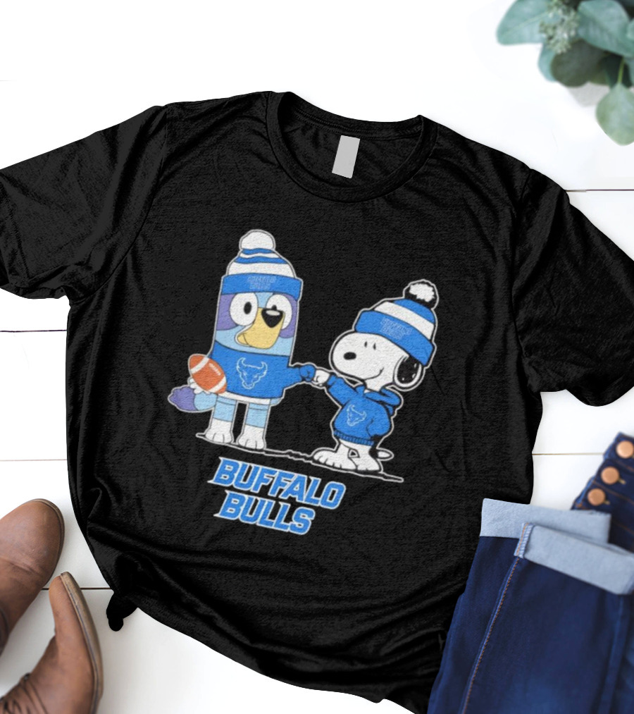 Snoopy Bluey Buffalo Bulls Football Collaboration T-Shirt