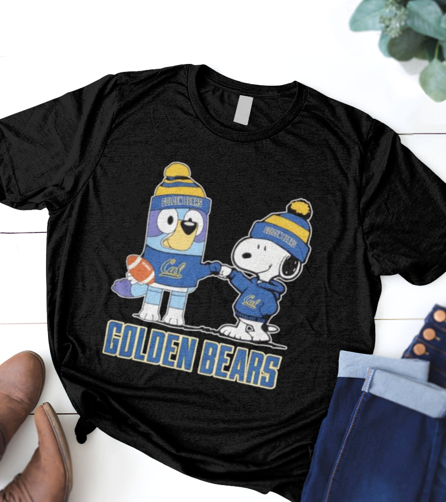Snoopy Bluey Cal Bear Golden Bears Football Collaboration T-Shirt