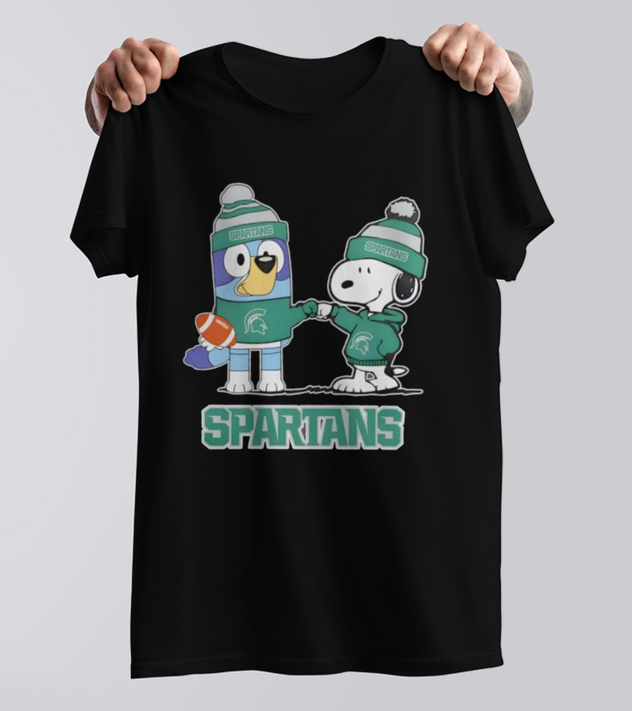 Snoopy And Bluey Fist Bump Michigan State Spartans Football T-Shirt