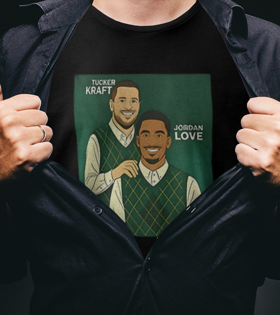 Tucker Kraft Jordan Love Green Bay Packers Step Brothers NFL Cartoon T-Shirt
