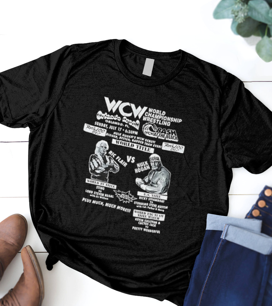 WCW World Championship Wrestling Clash Ric Flair Vs Hulk Hogan Orlando Arena Bash At The Beach T-Shirt