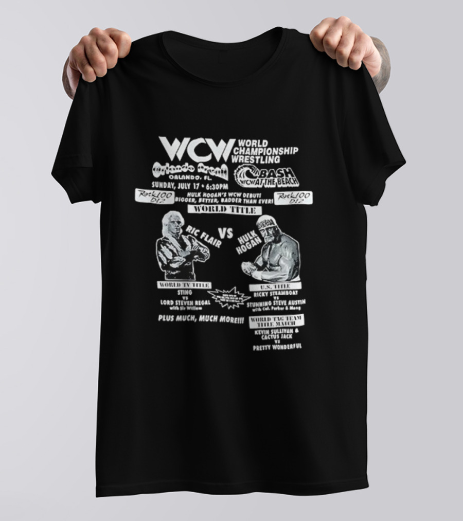 WCW World Championship Wrestling Clash Ric Flair Vs Hulk Hogan Orlando Arena Bash At The Beach T-Shirt