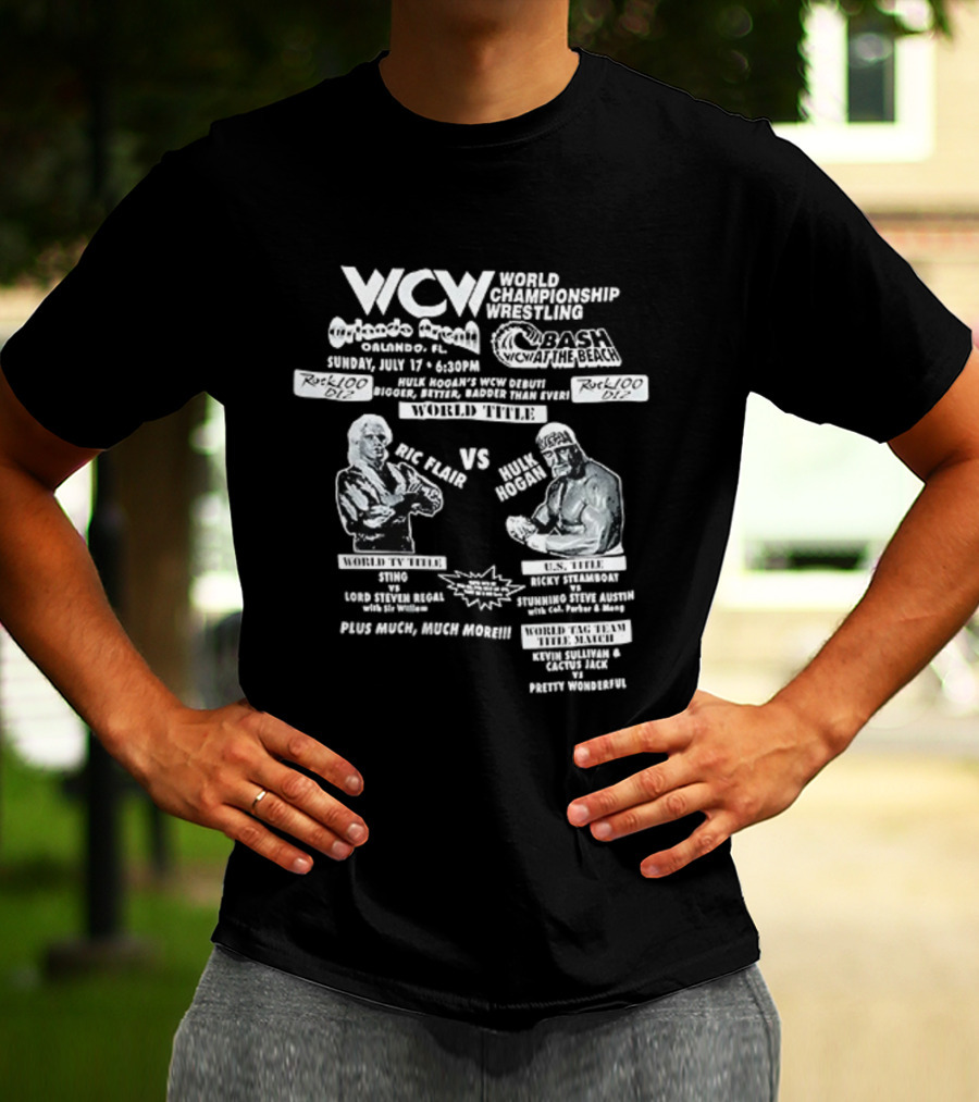 WCW World Championship Wrestling Clash Ric Flair Vs Hulk Hogan Orlando Arena Bash At The Beach T-Shirt