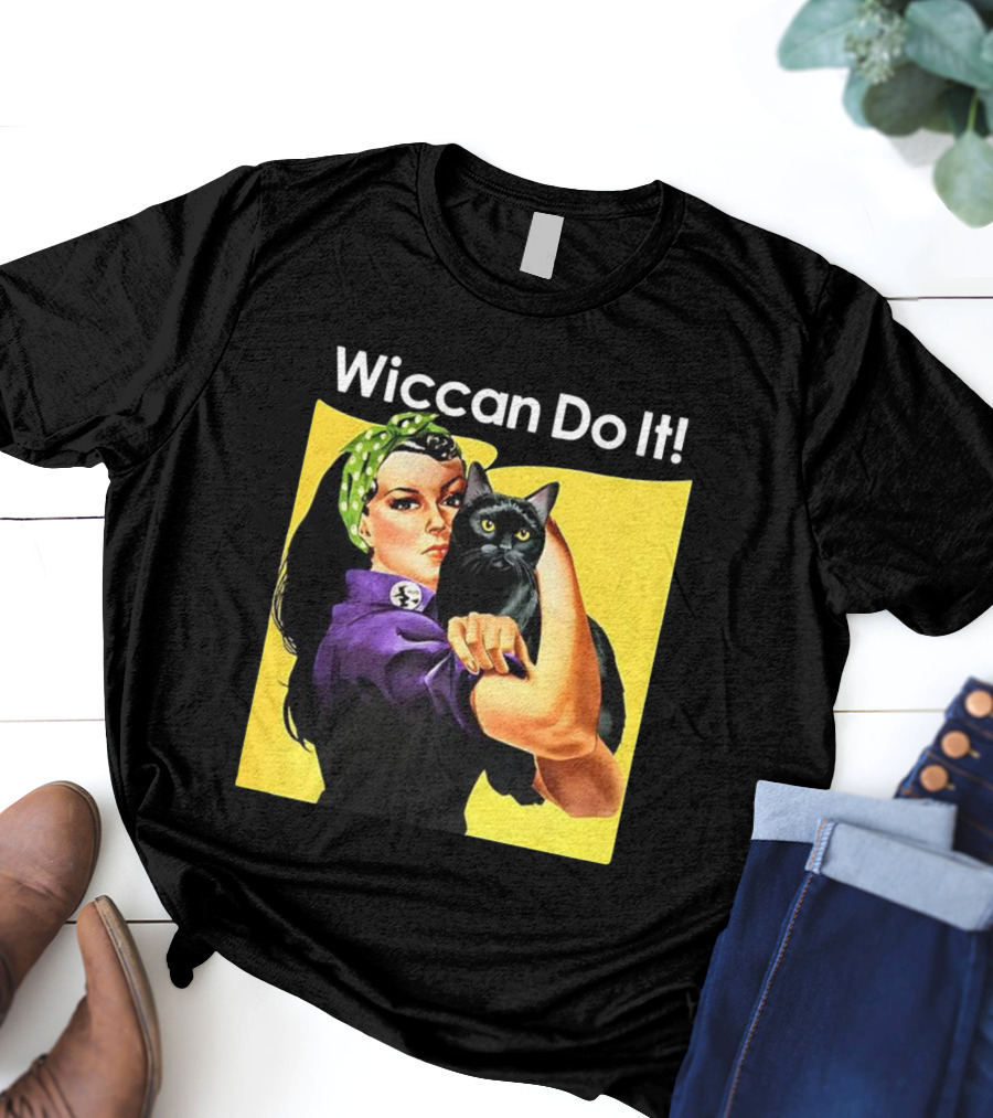 Wiccan Do It Rosie The Riveter Black Cat Magic Empowerment T-Shirt